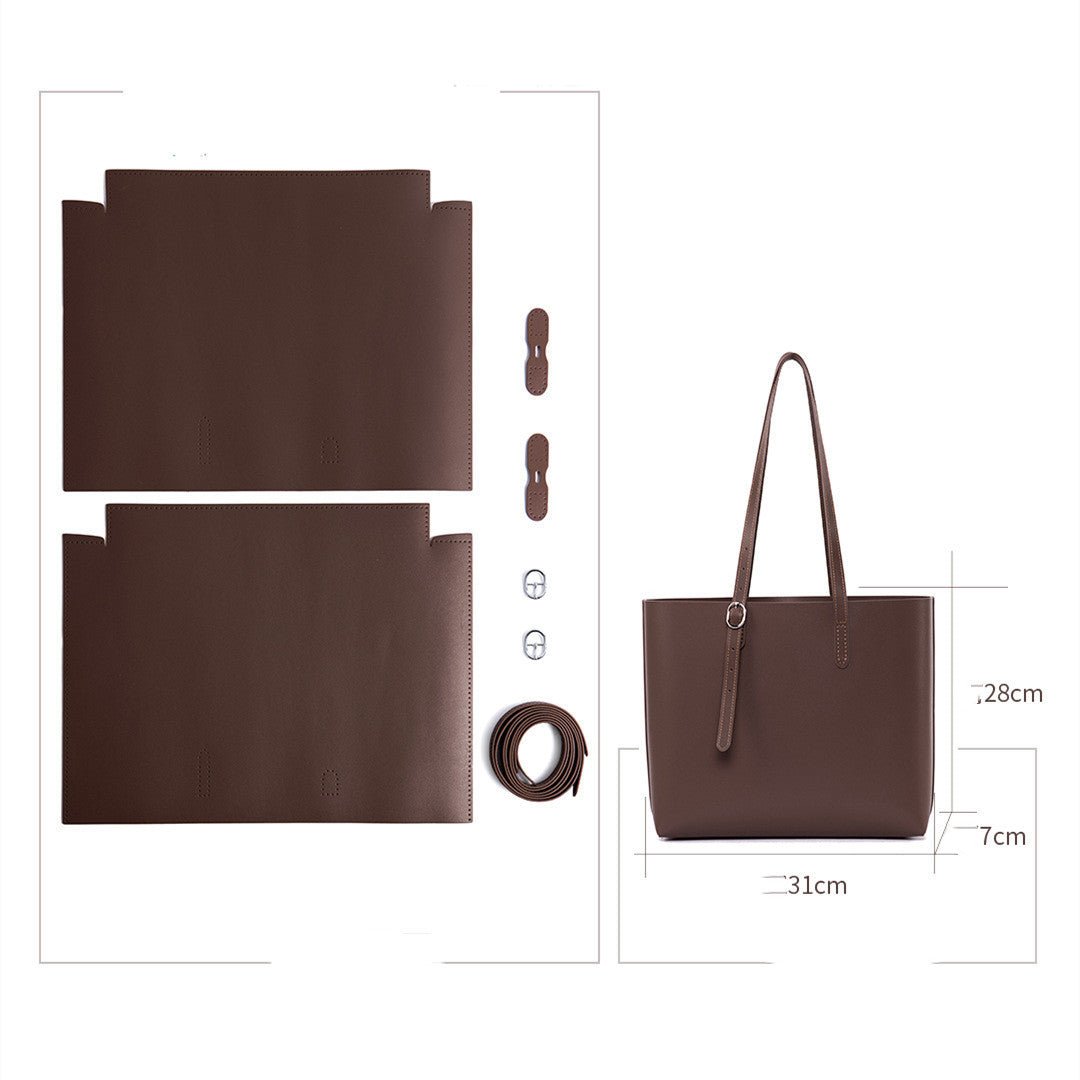 Cowhide All Match Handbag Women Handmade Diy Material Bag - Topezmart