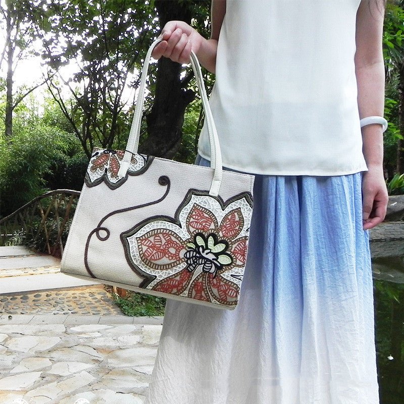 Embroidered Handbag For Women With Large Capacity - Topezmart