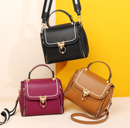 Fashion Lady Handbag Women Chic Shoulder Purse Female Split Leather Stylish Crossbody Bags Large Capacity - Topezmart