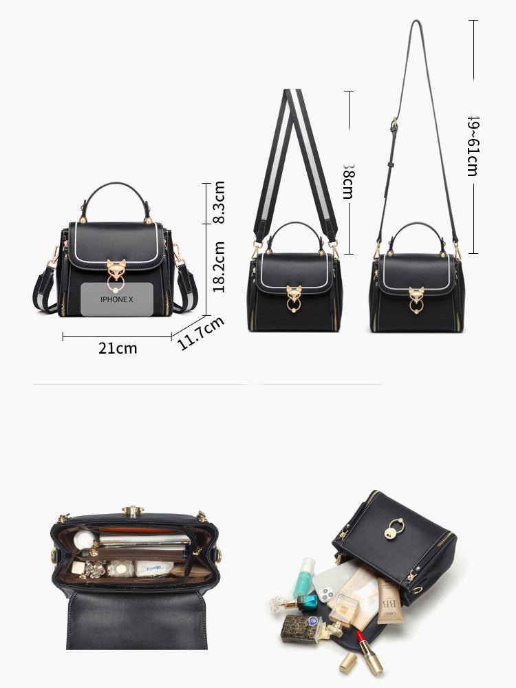 Fashion Lady Handbag Women Chic Shoulder Purse Female Split Leather Stylish Crossbody Bags Large Capacity - Topezmart