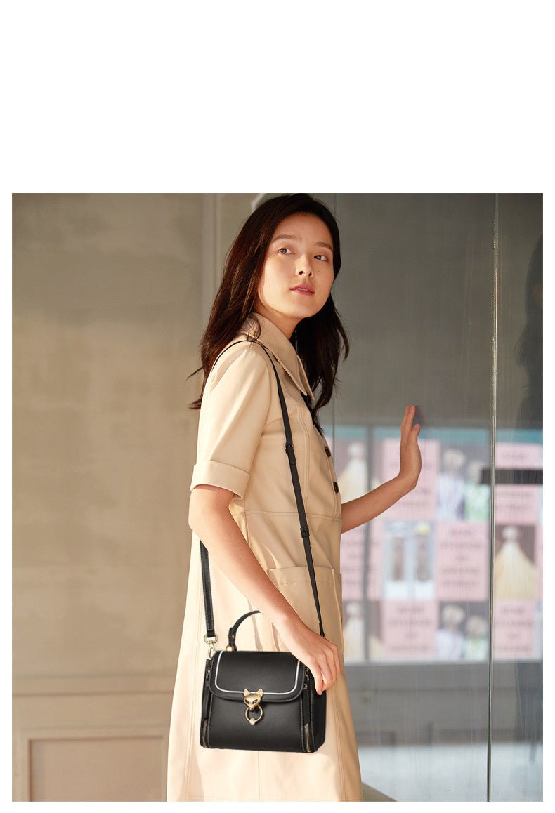 Fashion Lady Handbag Women Chic Shoulder Purse Female Split Leather Stylish Crossbody Bags Large Capacity - Topezmart