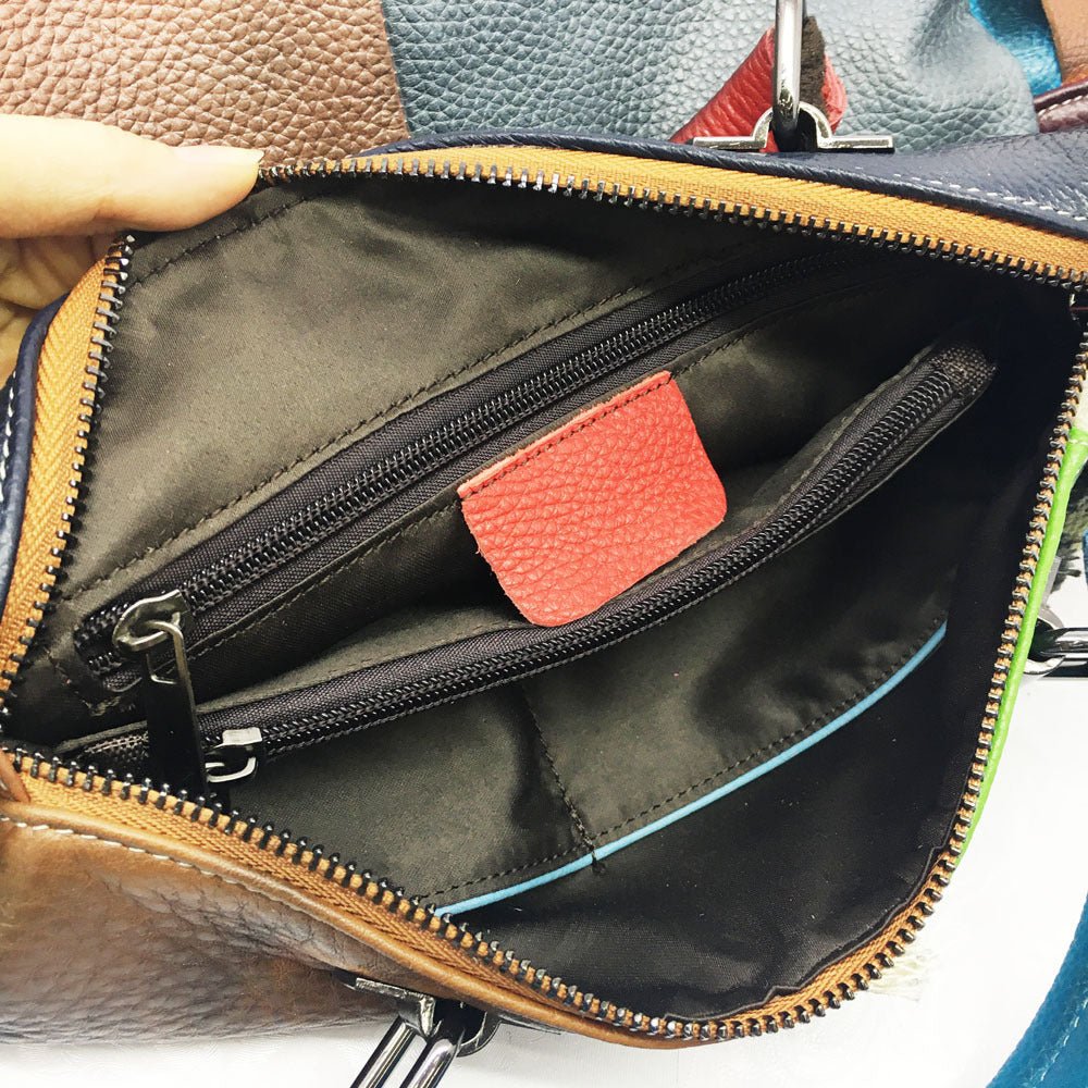 Genuine Leather Retro Women Handbag Winter Leisure Patchwork Shoulder Bags First Layer Cowhide Large Capacity Messenger Bag - Topezmart