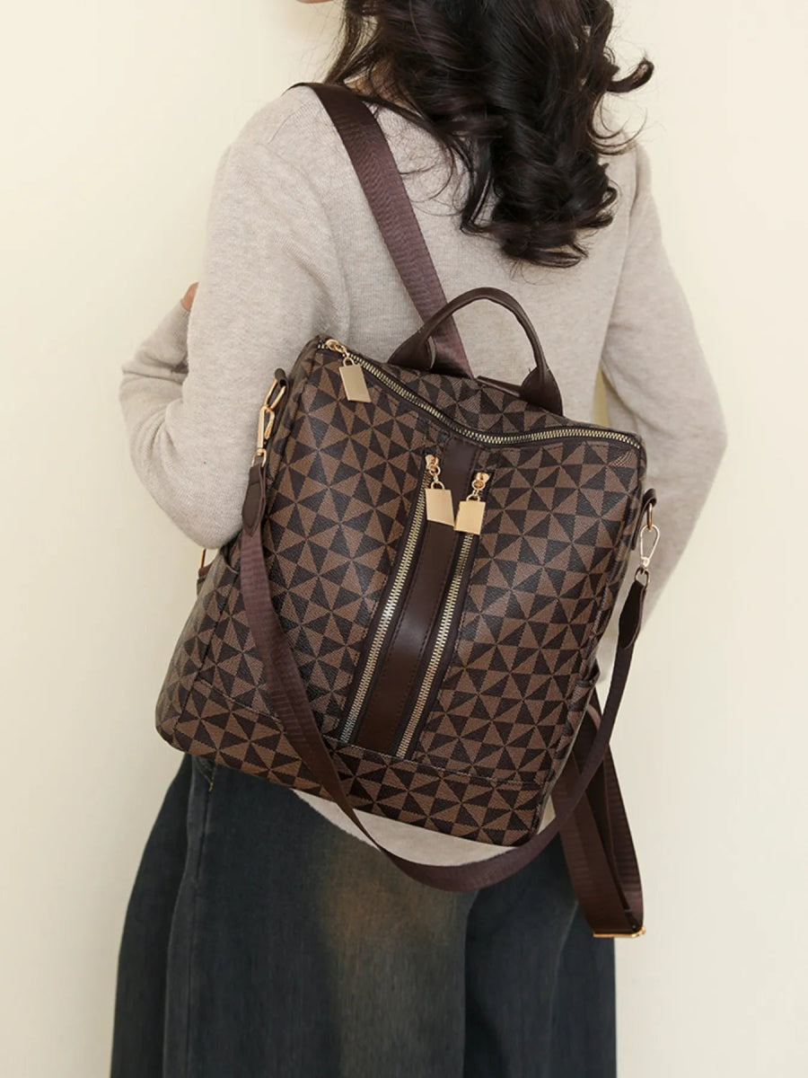 Geometric Pattern Backpack Bag - Topezmart