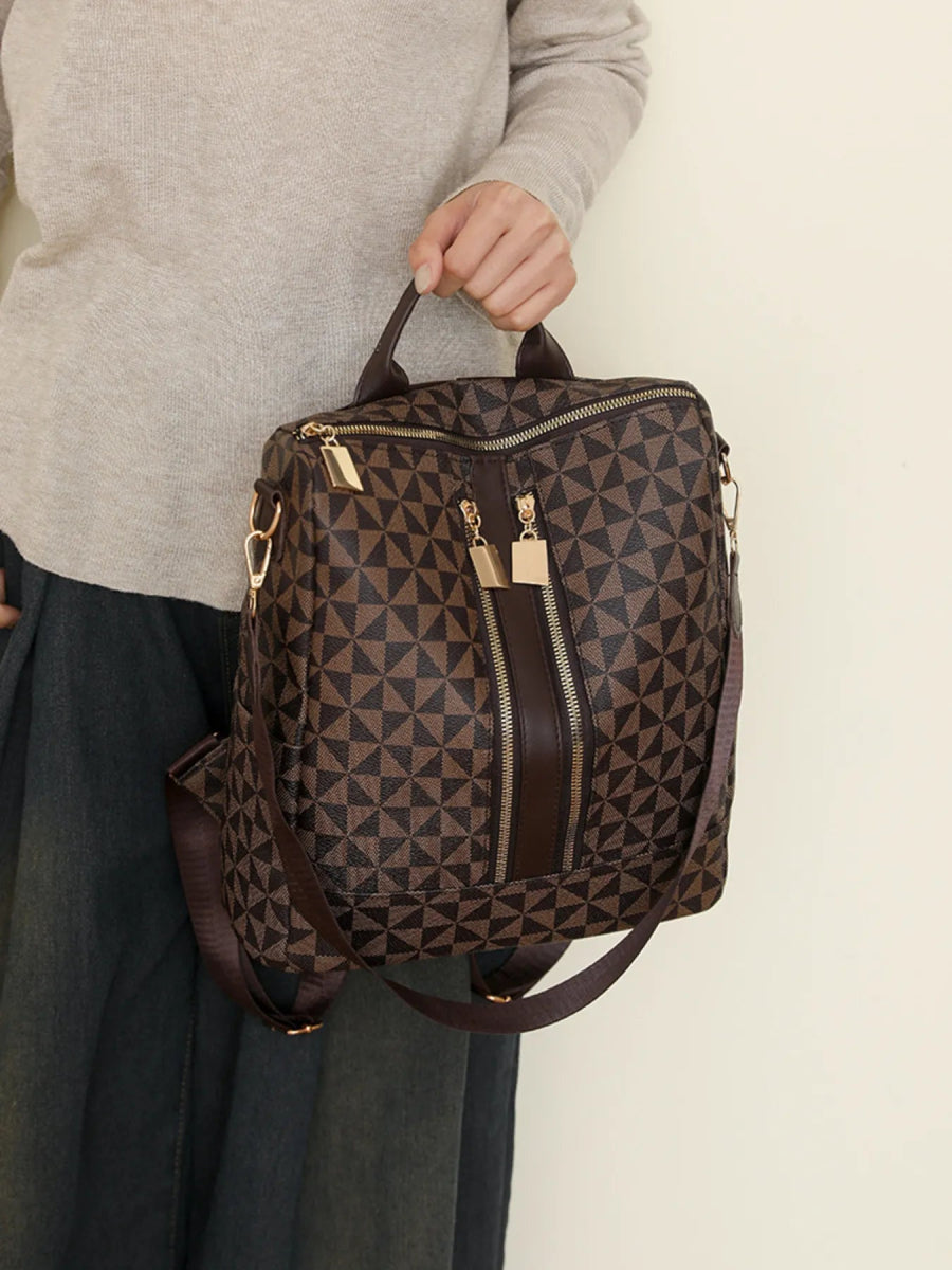 Geometric Pattern Backpack Bag - Topezmart