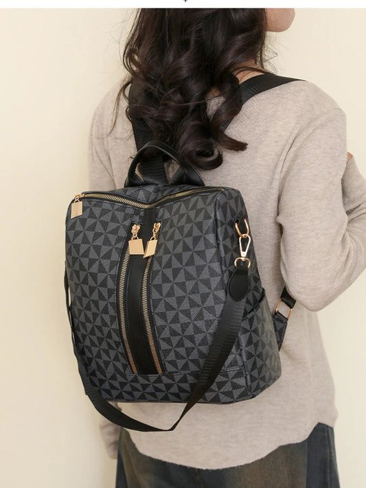 Geometric Pattern Backpack Bag - Topezmart