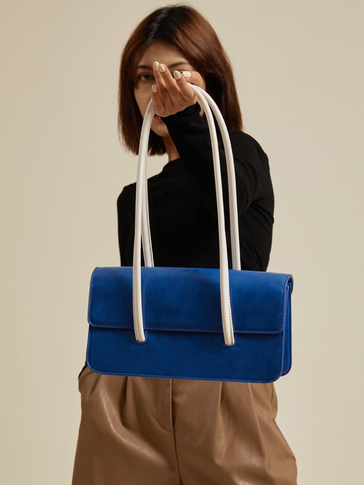 High Sense Of Klein Blue Contrast Color Handbag Women - Topezmart