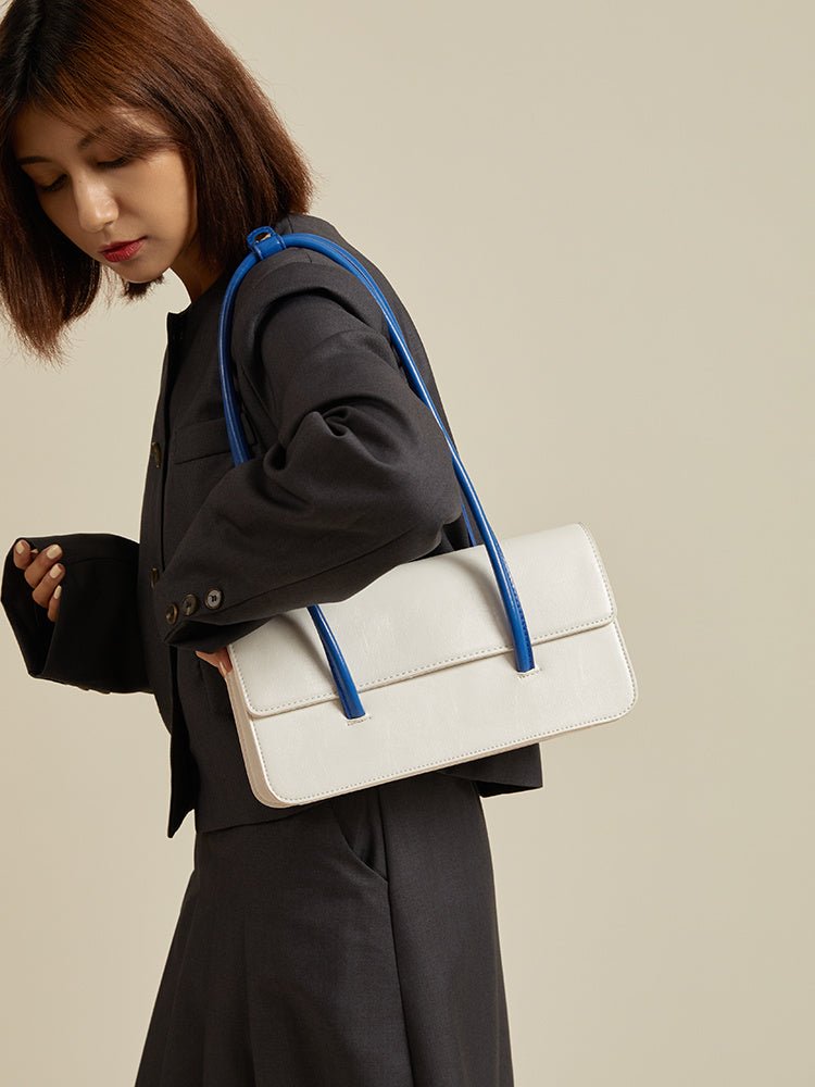 High Sense Of Klein Blue Contrast Color Handbag Women - Topezmart