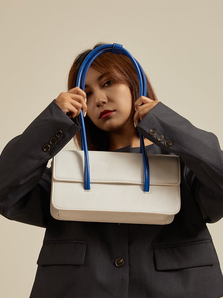 High Sense Of Klein Blue Contrast Color Handbag Women - Topezmart