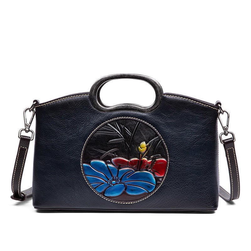 Johnature Genuine Leather Women Bag Vintage Embossed Handbag New Versatile First Layer Cowhide Large Capacity Shoulder Bags - Topezmart