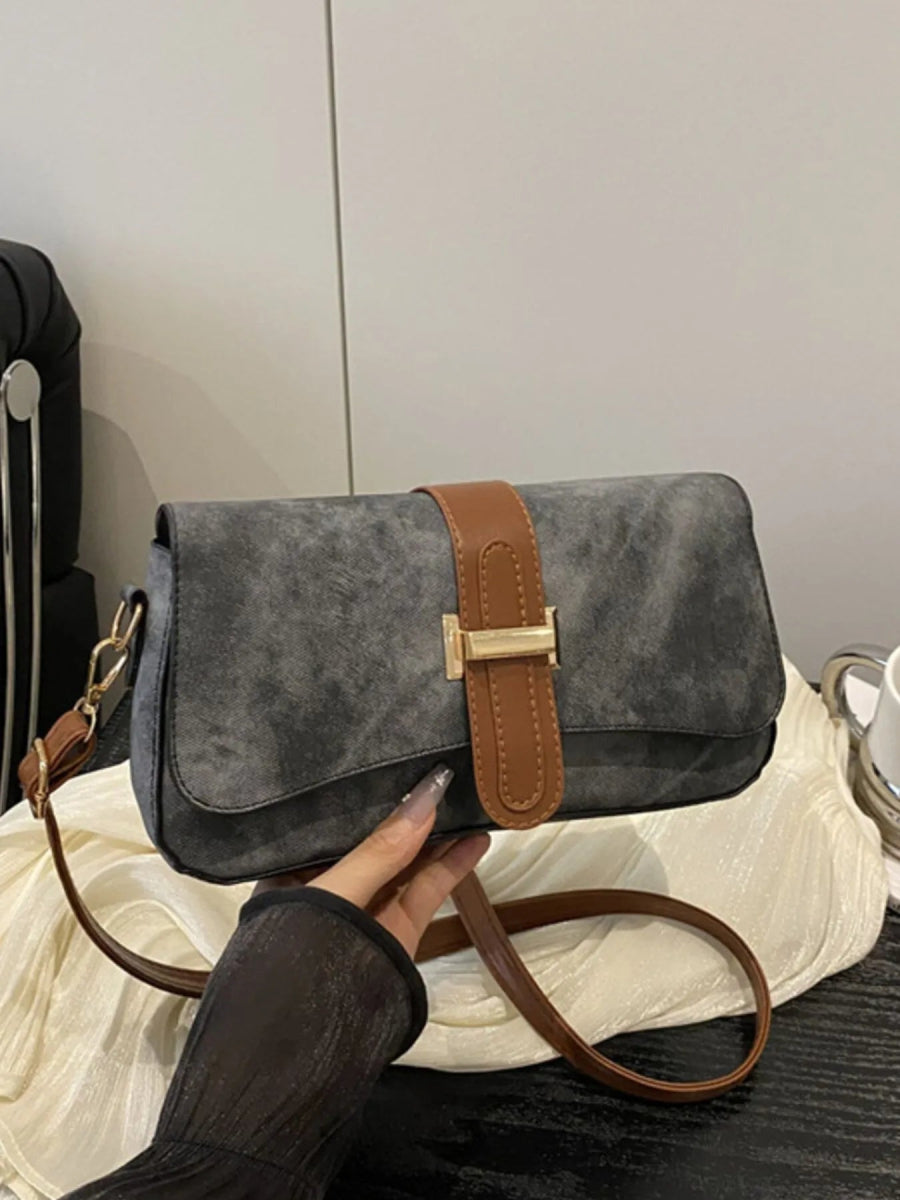Leather Buckle Strap Crossbody Bag - Topezmart