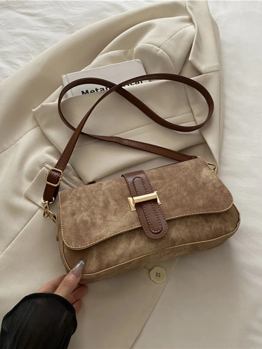 Leather Buckle Strap Crossbody Bag - Topezmart