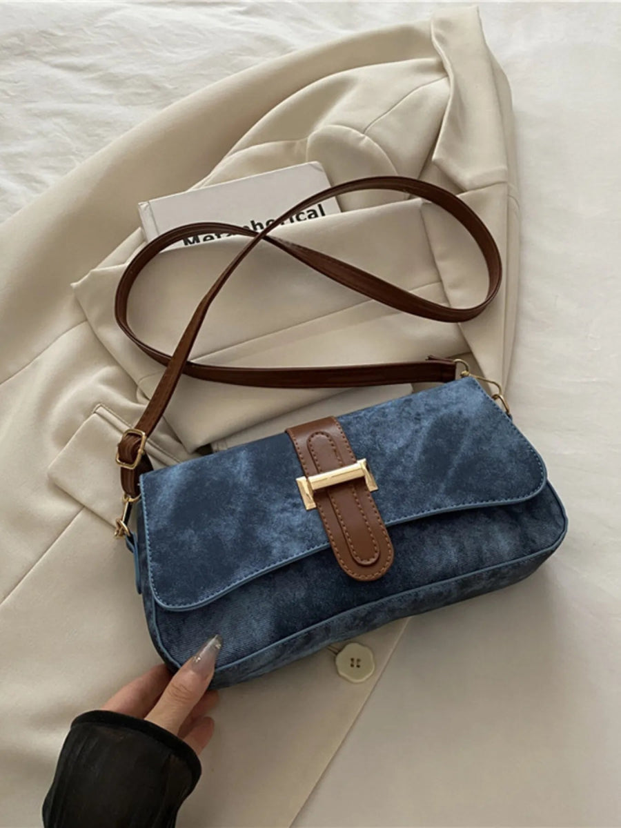 Leather Buckle Strap Crossbody Bag - Topezmart