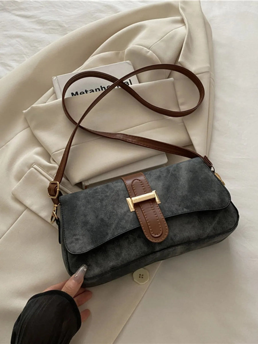 Leather Buckle Strap Crossbody Bag - Topezmart