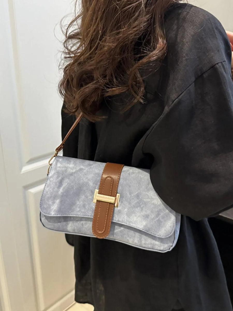 Leather Buckle Strap Crossbody Bag - Topezmart