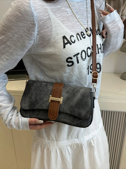 Leather Buckle Strap Crossbody Bag - Topezmart