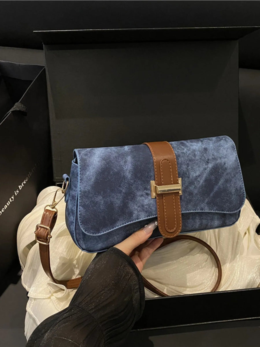 Leather Buckle Strap Crossbody Bag - Topezmart