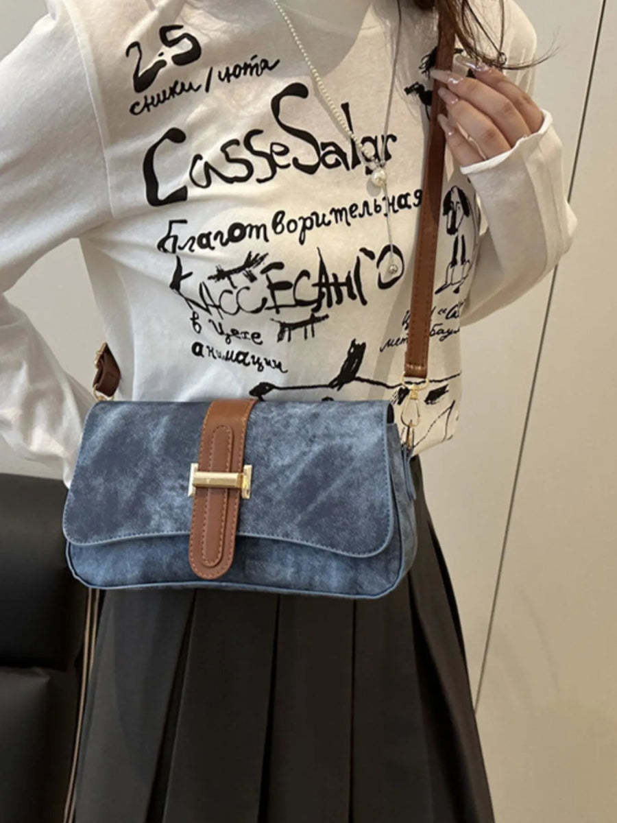 Leather Buckle Strap Crossbody Bag - Topezmart