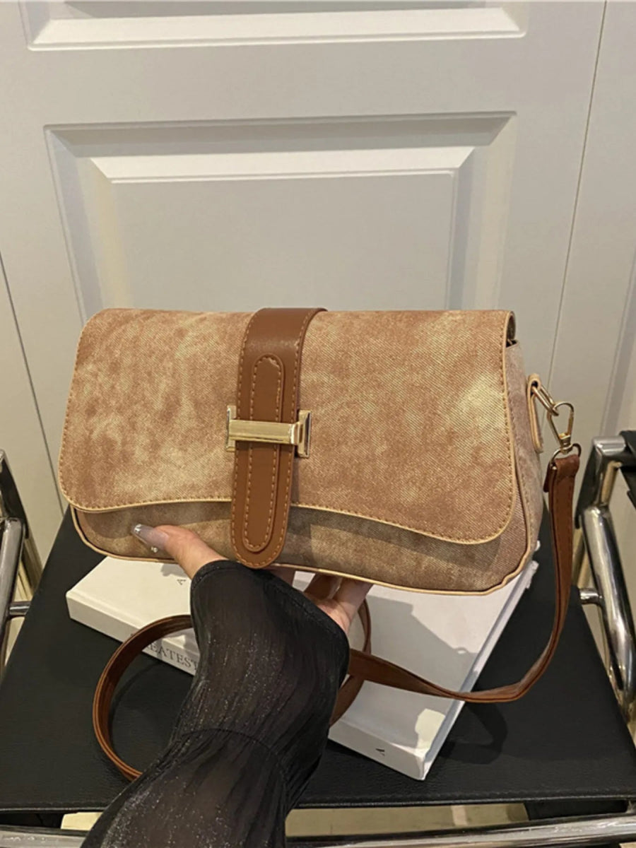 Leather Buckle Strap Crossbody Bag - Topezmart