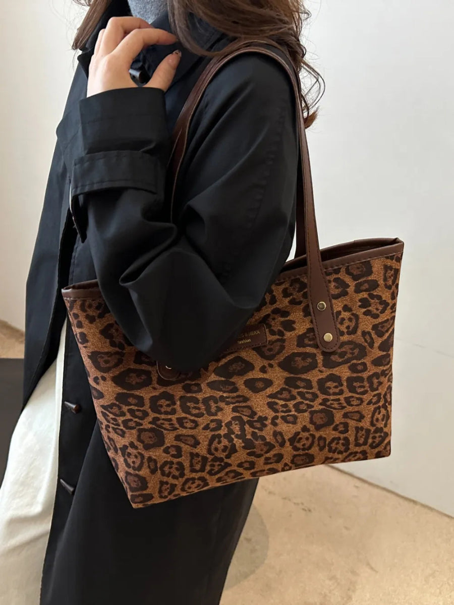 Leopard Polyester Tote Bag - Topezmart