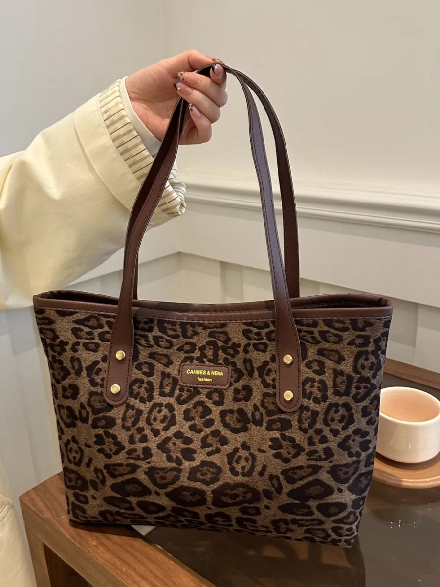 Leopard Polyester Tote Bag - Topezmart