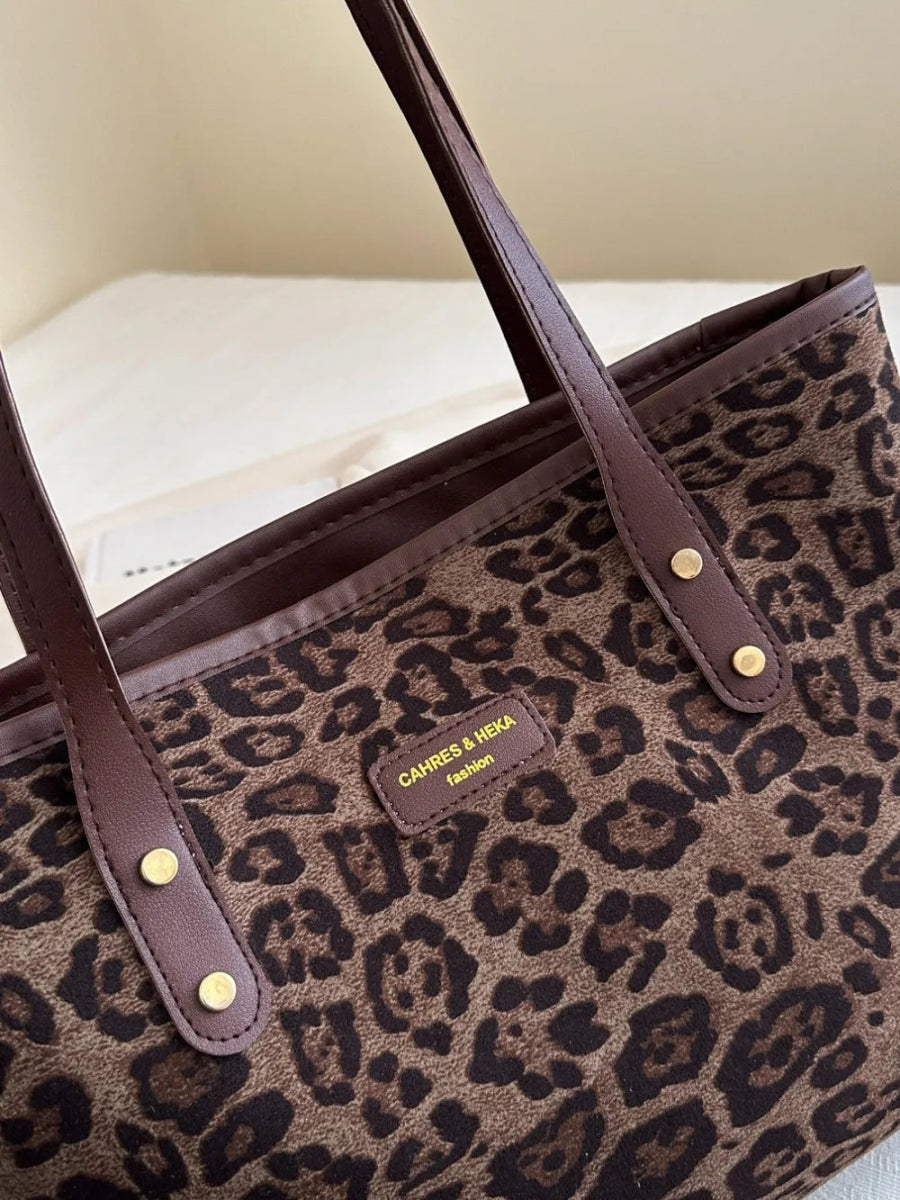 Leopard Polyester Tote Bag - Topezmart