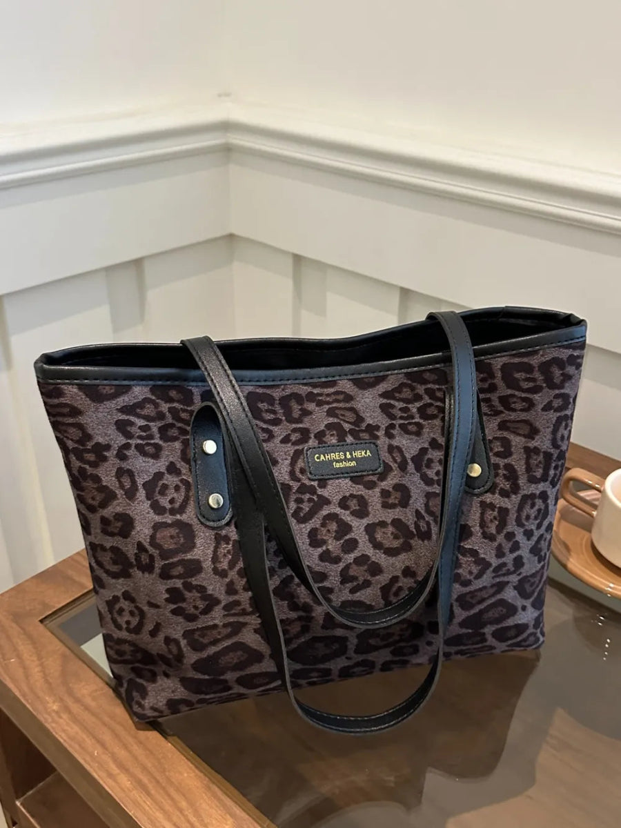 Leopard Polyester Tote Bag - Topezmart