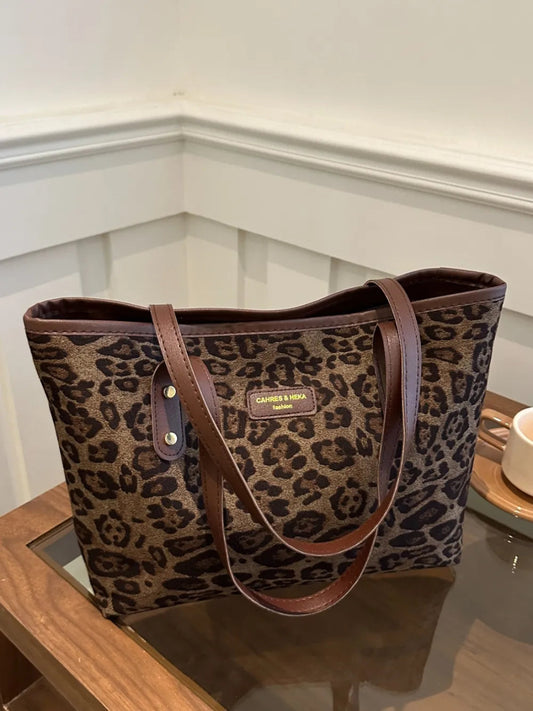 Leopard Polyester Tote Bag - Topezmart
