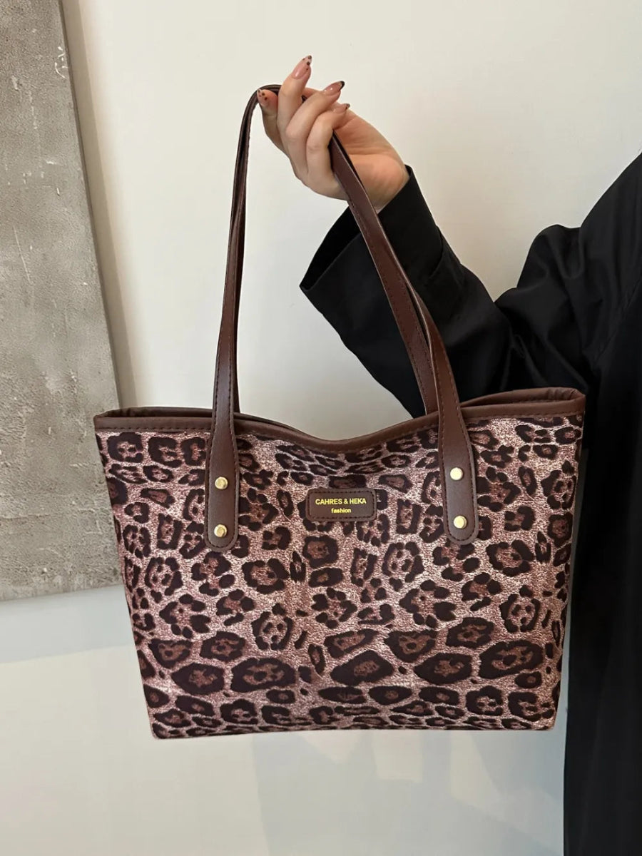 Leopard Polyester Tote Bag - Topezmart