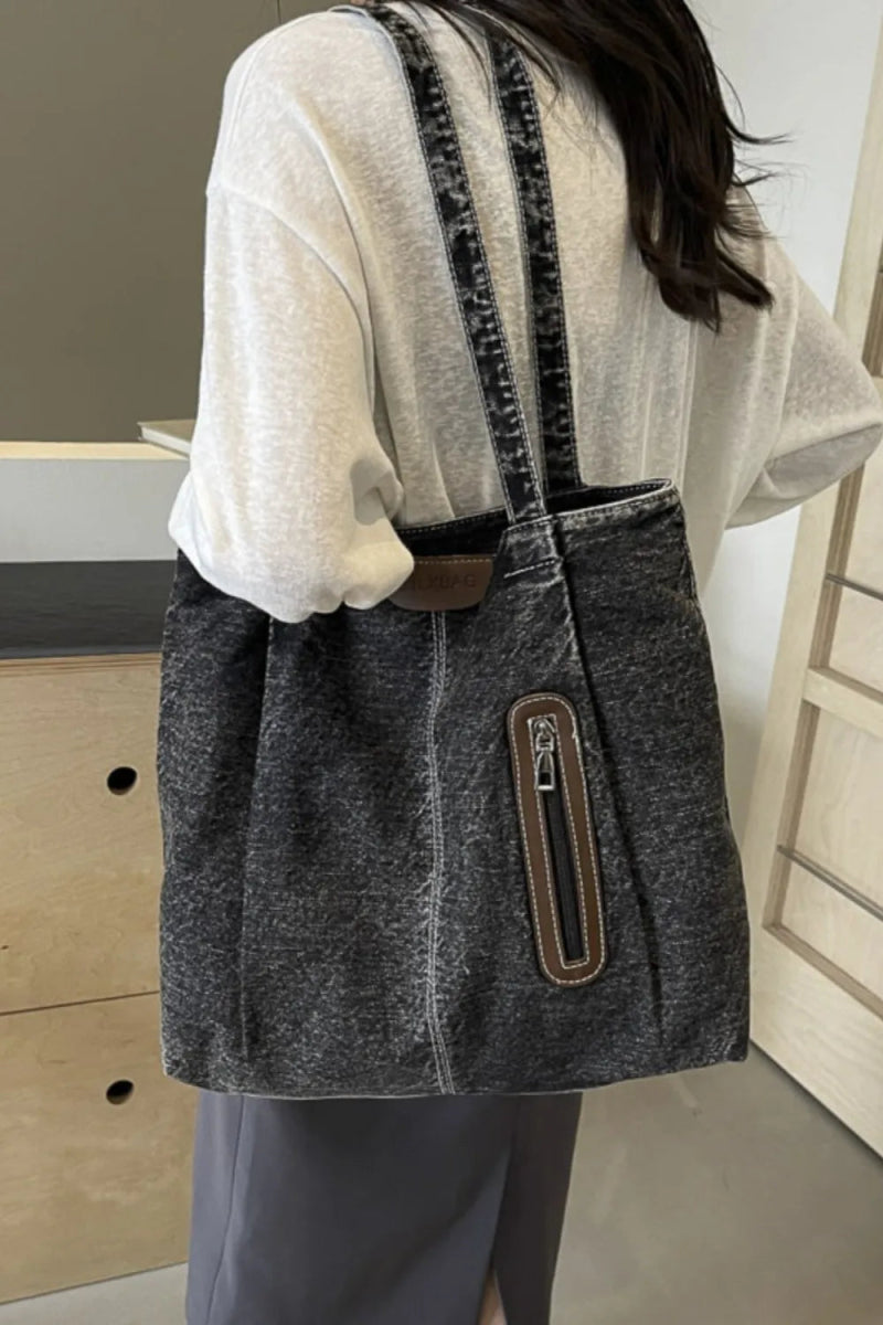 Medium Denim Tote Bag - Topezmart