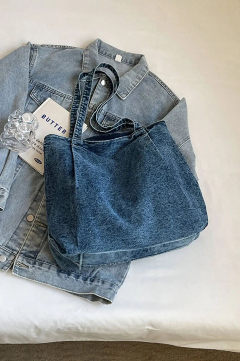 Medium Denim Tote Bag - Topezmart