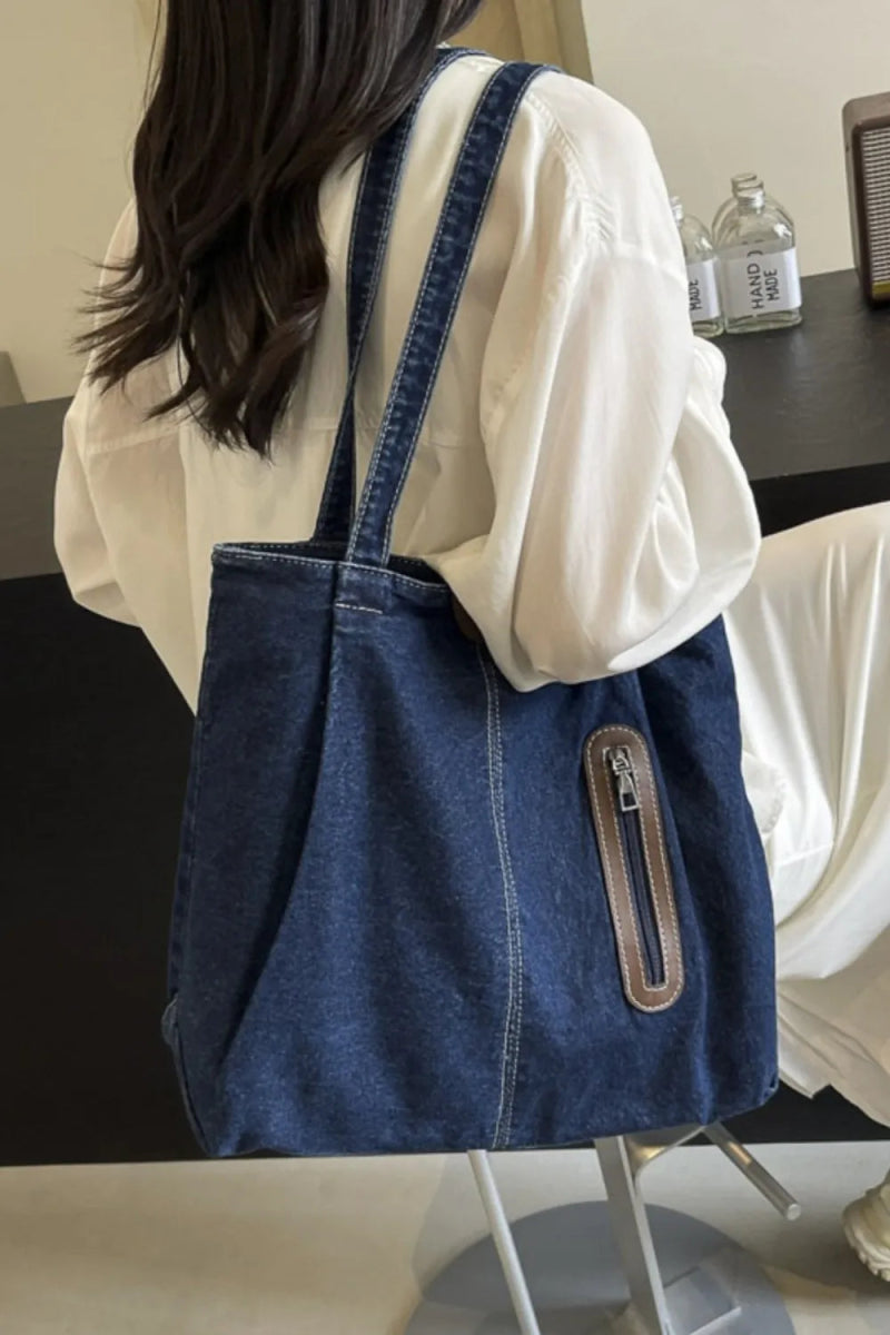 Medium Denim Tote Bag - Topezmart