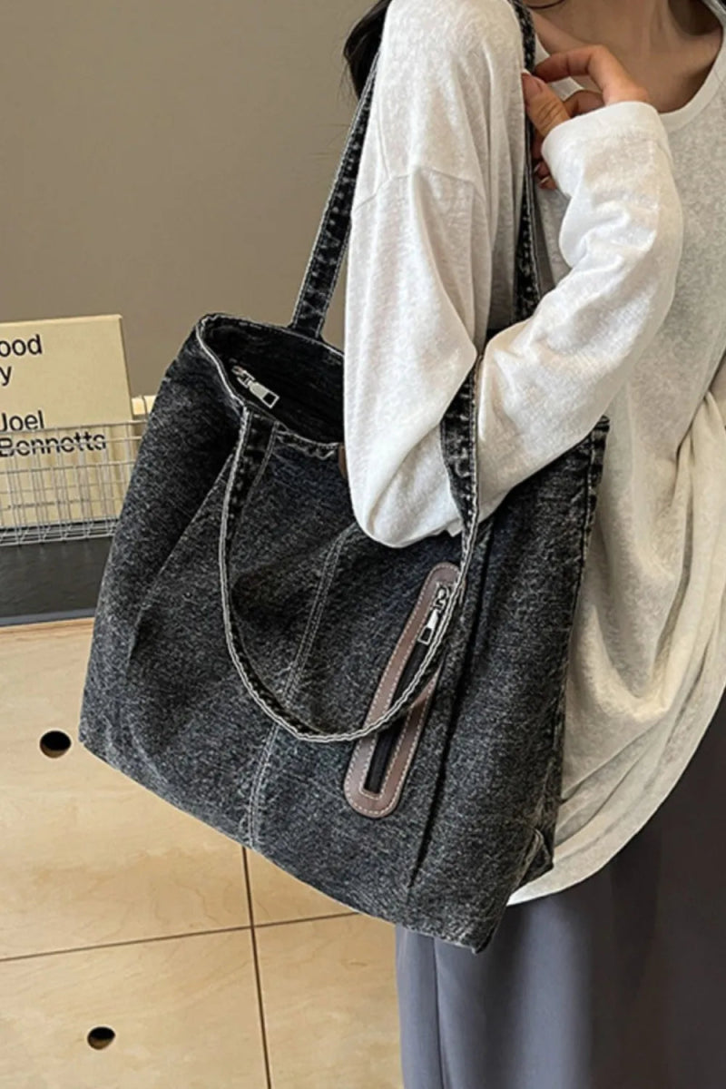 Medium Denim Tote Bag - Topezmart