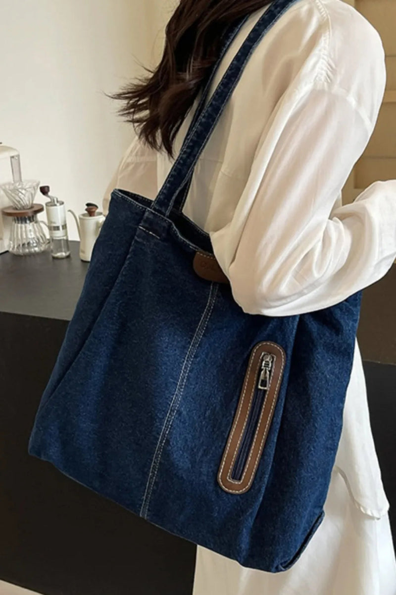 Medium Denim Tote Bag - Topezmart