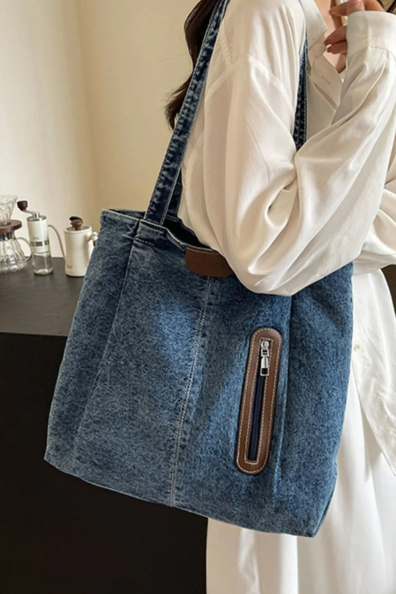 Medium Denim Tote Bag - Topezmart