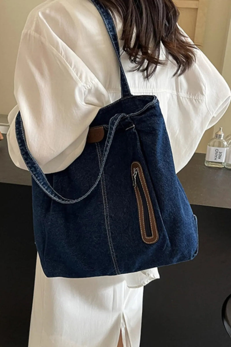 Medium Denim Tote Bag - Topezmart