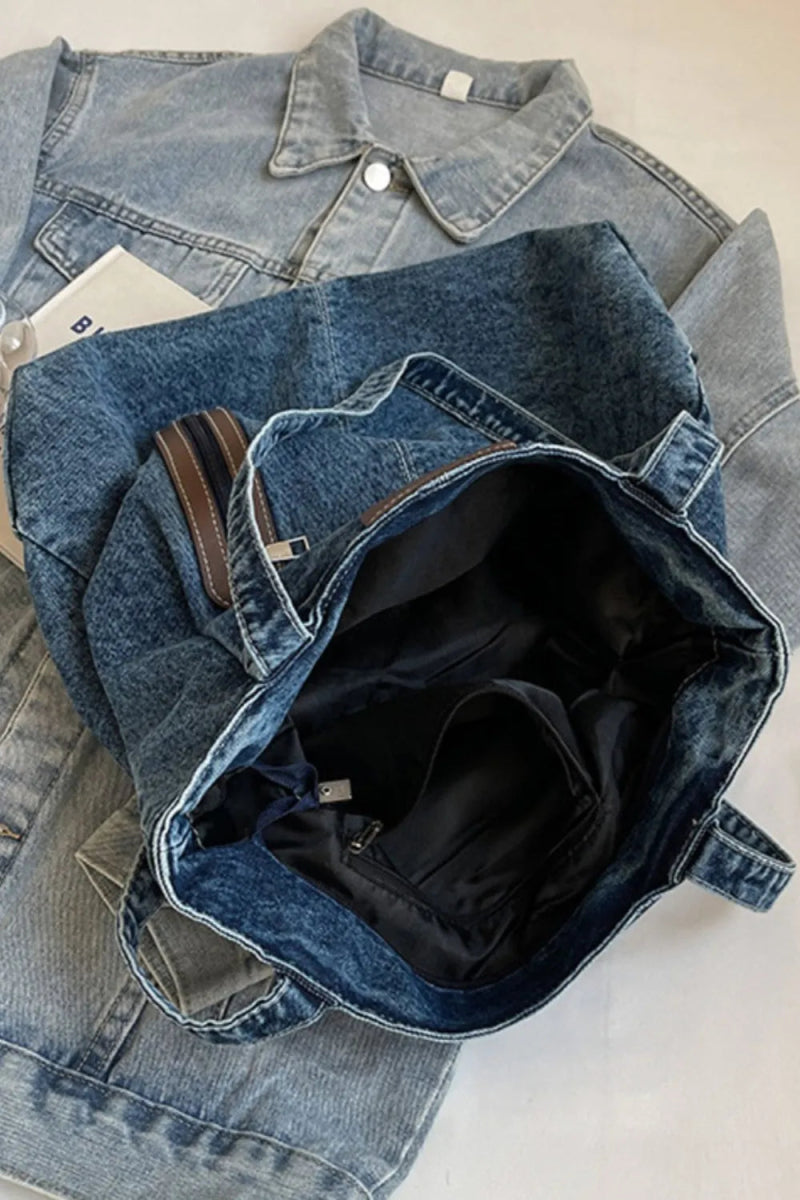 Medium Denim Tote Bag - Topezmart