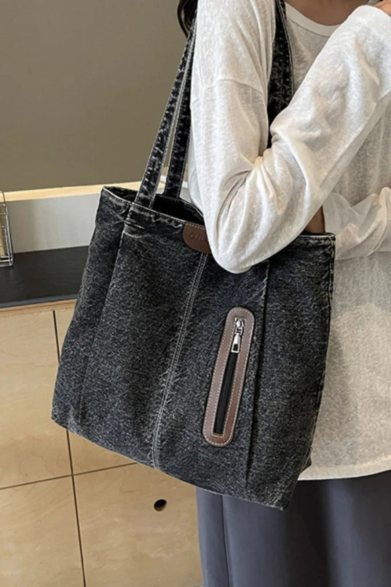 Medium Denim Tote Bag - Topezmart