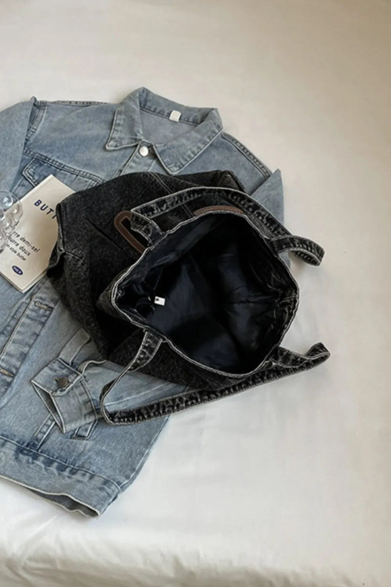 Medium Denim Tote Bag - Topezmart