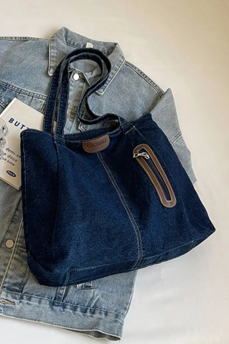 Medium Denim Tote Bag - Topezmart