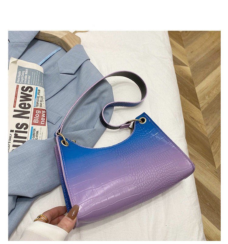 Rainbow Gradient Frog Pattern Bag Women Handbag Shoulder Arm Bag - Topezmart