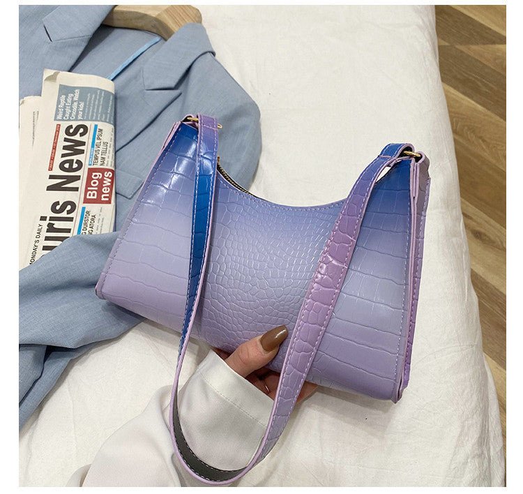 Rainbow Gradient Frog Pattern Bag Women Handbag Shoulder Arm Bag - Topezmart