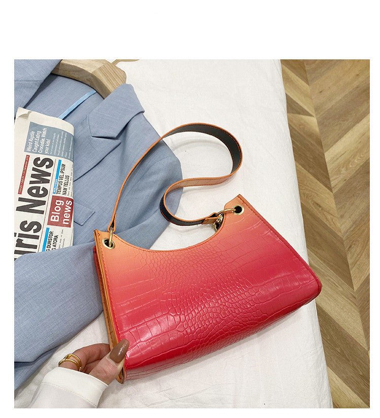 Rainbow Gradient Frog Pattern Bag Women Handbag Shoulder Arm Bag - Topezmart