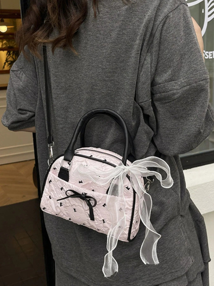Ruched Bow Crossbody Bag - Topezmart