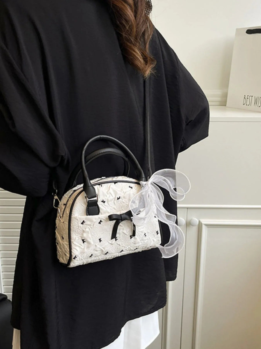 Ruched Bow Crossbody Bag - Topezmart