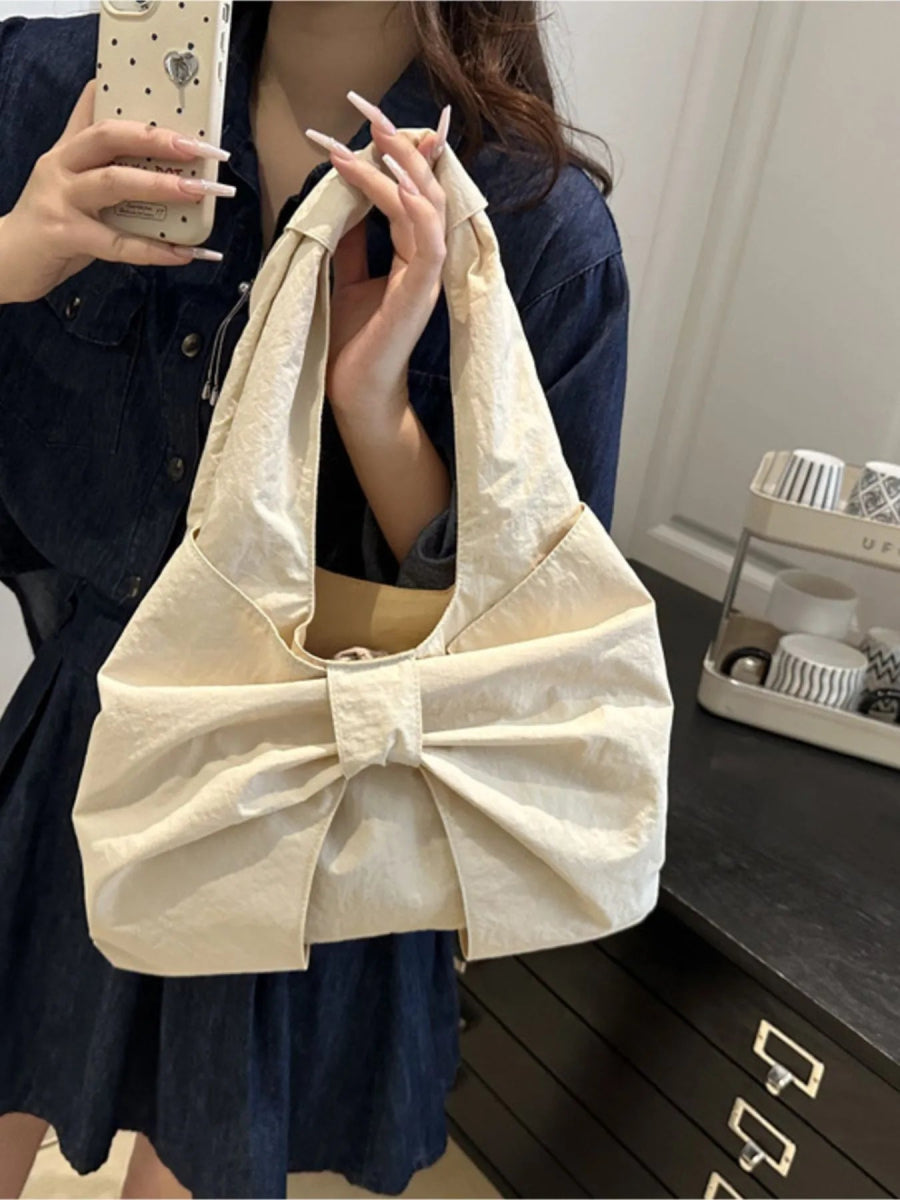Ruched Bow Shoulder Bag - Topezmart