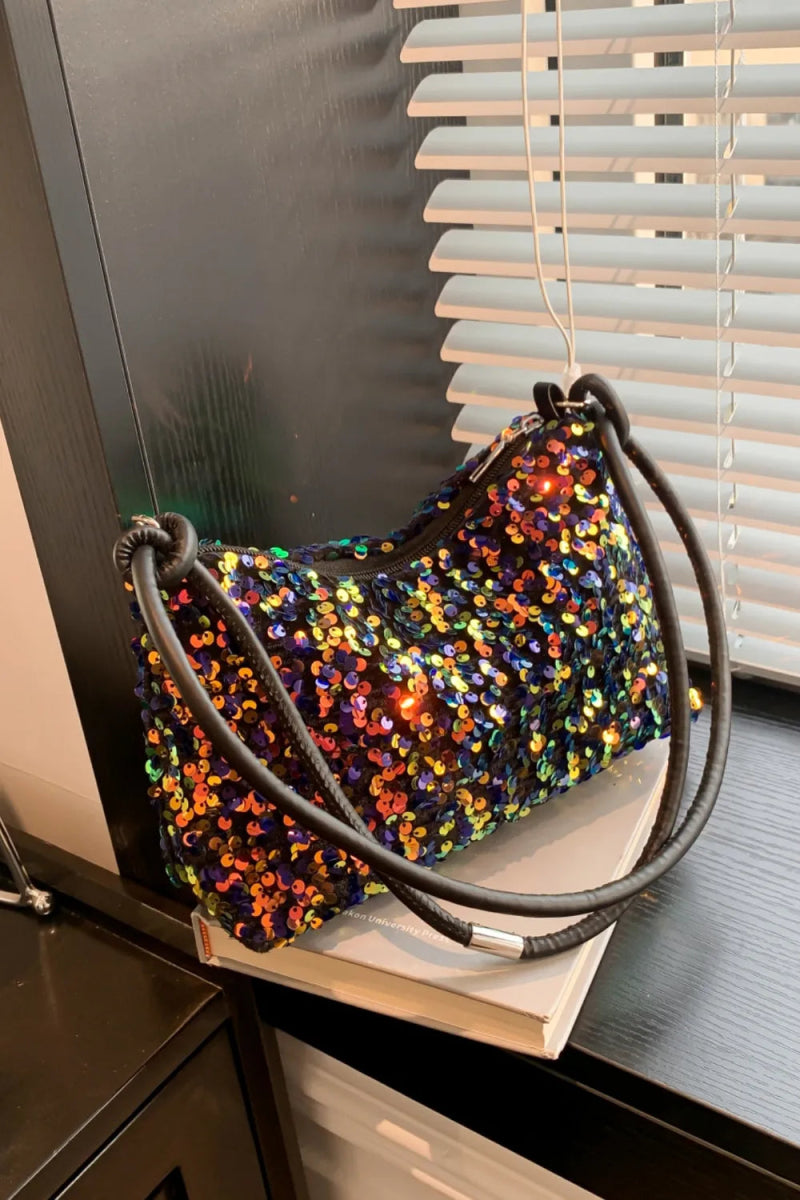 Sequin Double Strap Shoulder Bag - Topezmart