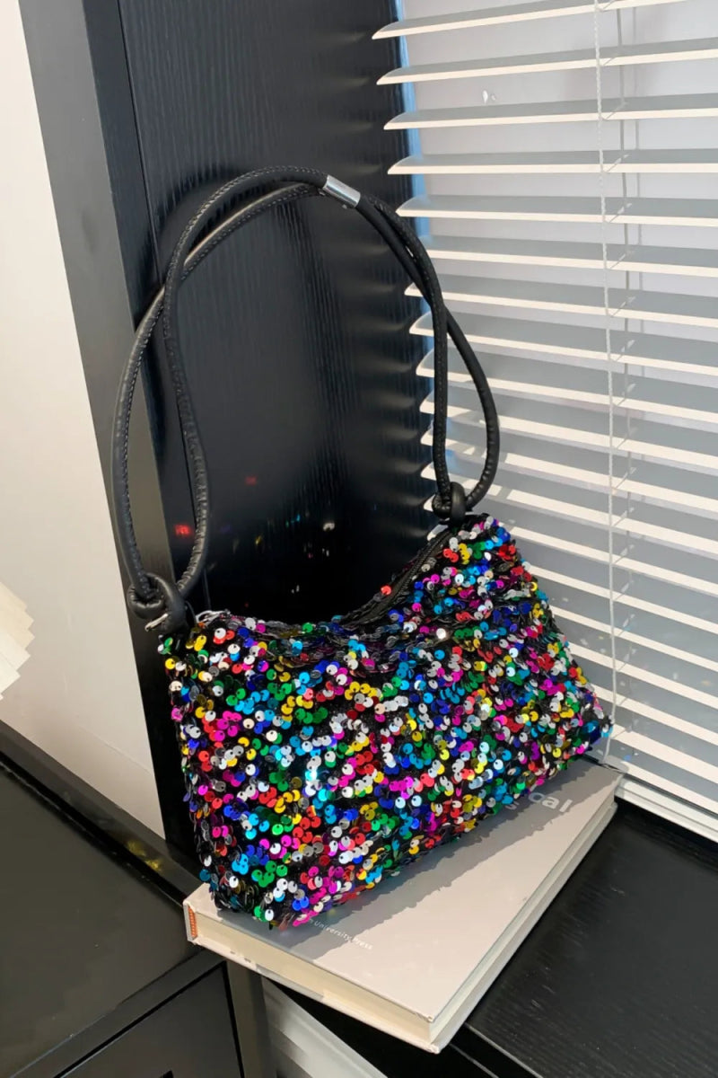 Sequin Double Strap Shoulder Bag - Topezmart