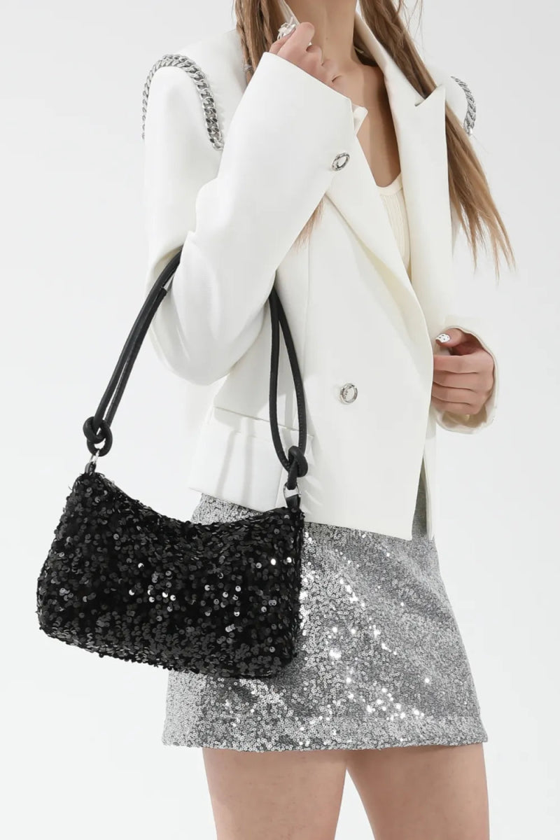 Sequin Double Strap Shoulder Bag - Topezmart
