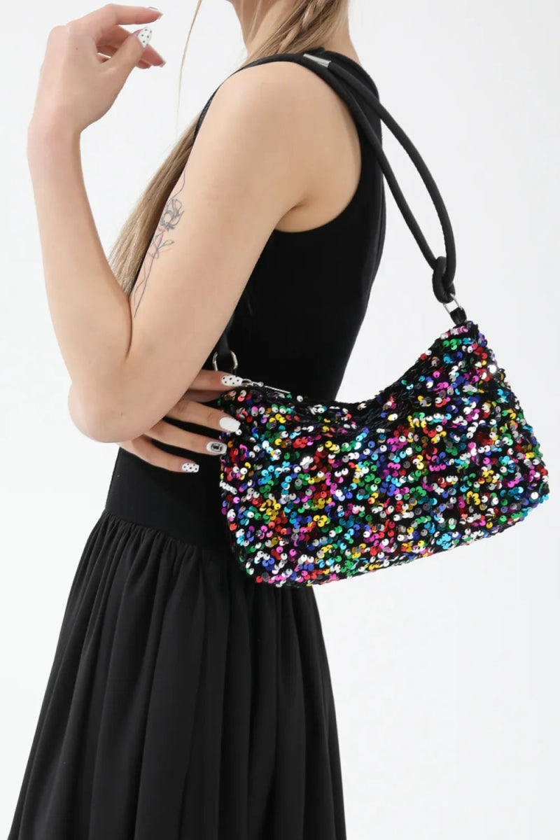 Sequin Double Strap Shoulder Bag - Topezmart