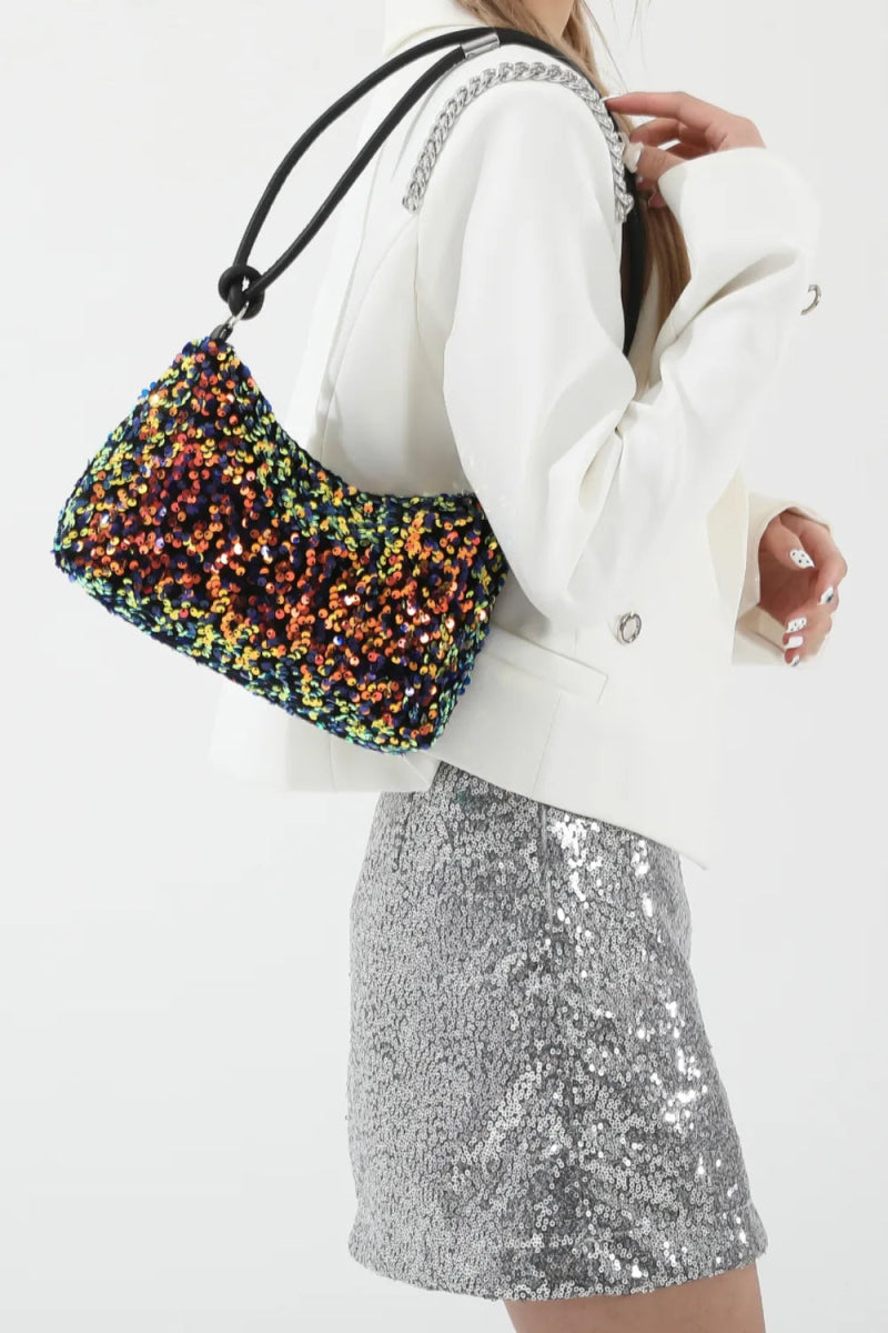 Sequin Double Strap Shoulder Bag - Topezmart